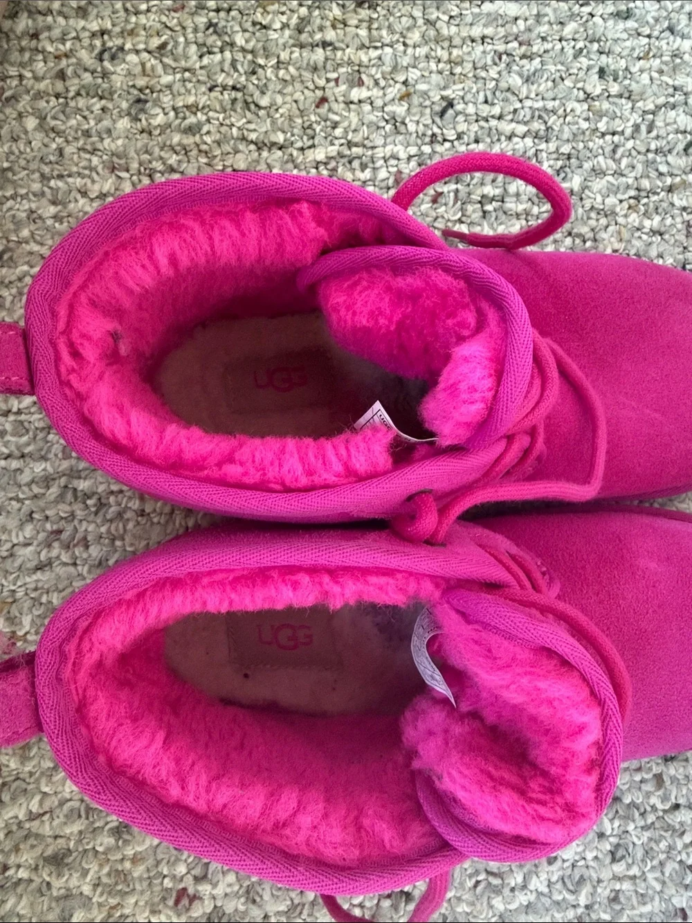 UGG Kids 6 or woman’s 8  Hot Pink Suede Lace-Up Ankle Boots